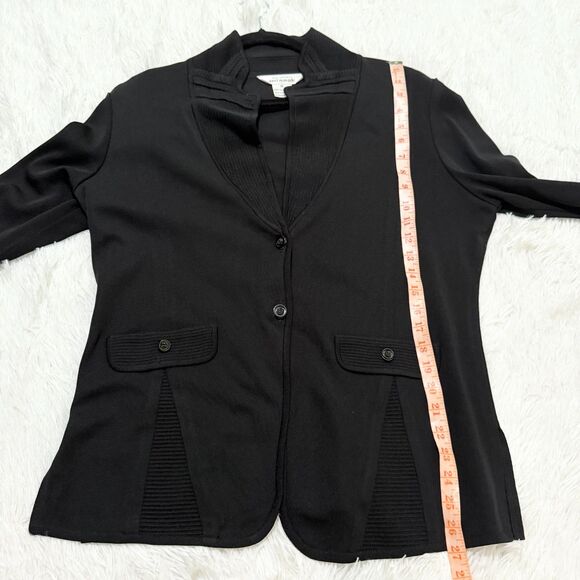 Women Misook Padded Light Weight Blazer Blouse Top in Black Size Medium - Picture 4 of 8
